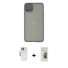 MARSİLYAN™- iPhone 12 Pro Kılıf Ahenk Çizgi Serisi - Siyah 6D Mat Seramik Hayalet Nano Ekran Koruyucu + Shine Kamera Lens - GS