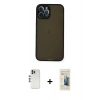 MARSİLYAN™- iPhone 12 Pro Kılıf Ahenk Çizgi Serisi - Siyah 6D Mat Seramik Hayalet Nano Ekran Koruyucu + Shine Kamera Lens - GS