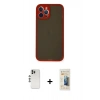 MARSİLYAN™- iPhone 12 Pro Kılıf Ahenk Çizgi Serisi - Siyah 6D Mat Seramik Hayalet Nano Ekran Koruyucu + Shine Kamera Lens - GS