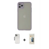 MARSİLYAN™- iPhone 12 Pro Kılıf Ahenk Çizgi Serisi - Siyah 6D Mat Seramik Hayalet Nano Ekran Koruyucu + Shine Kamera Lens - GS
