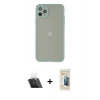 MARSİLYAN™- iPhone 12 Pro Kılıf Ahenk Çizgi Serisi - Siyah 6D Mat Seramik Hayalet Nano Ekran Koruyucu + Kamera Lens Koruma Cam - SF