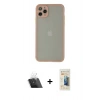 MARSİLYAN™- iPhone 12 Pro Kılıf Ahenk Çizgi Serisi - Siyah 6D Mat Seramik Hayalet Nano Ekran Koruyucu + Kamera Lens Koruma Cam - SF