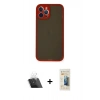 MARSİLYAN™- iPhone 12 Pro Kılıf Ahenk Çizgi Serisi - Siyah 6D Mat Seramik Hayalet Nano Ekran Koruyucu + Kamera Lens Koruma Cam - SF