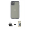MARSİLYAN™- iPhone 12 Pro Kılıf Ahenk Çizgi Serisi - Siyah 6D Mat Seramik Hayalet Nano Ekran Koruyucu + Kamera Lens Koruma Cam - SF