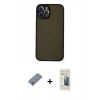 MARSİLYAN™- iPhone 12 Pro Kılıf Ahenk Çizgi Serisi - Siyah 6D Mat Seramik Hayalet Nano Ekran Koruyucu + Metal Kamera Lens Koruma Cam - GS