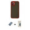 MARSİLYAN™- iPhone 12 Pro Kılıf Ahenk Çizgi Serisi - Siyah 6D Mat Seramik Hayalet Nano Ekran Koruyucu + Metal Kamera Lens Koruma Cam - MI