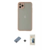 MARSİLYAN™- iPhone 12 Pro Kılıf Ahenk Çizgi Serisi - Siyah 6D Mat Seramik Hayalet Nano Ekran Koruyucu + Metal Kamera Lens Koruma Cam - GS