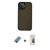 MARSİLYAN™- iPhone 12 Pro Kılıf Ahenk Çizgi Serisi - Siyah 6D Mat Seramik Hayalet Nano Ekran Koruyucu + Metal Kamera Lens Koruma Cam - MI