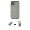 MARSİLYAN™- iPhone 12 Pro Kılıf Ahenk Çizgi Serisi - Siyah 6D Mat Seramik Hayalet Nano Ekran Koruyucu + Metal Kamera Lens Koruma Cam - MI