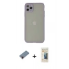 MARSİLYAN™- iPhone 12 Pro Kılıf Ahenk Çizgi Serisi - Siyah 6D Mat Seramik Hayalet Nano Ekran Koruyucu + Metal Kamera Lens Koruma Cam - KI