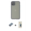 MARSİLYAN™- iPhone 12 Pro Kılıf Ahenk Çizgi Serisi - Siyah 6D Mat Seramik Hayalet Nano Ekran Koruyucu + Metal Kamera Lens Koruma Cam - KI