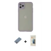 MARSİLYAN™- iPhone 12 Pro Kılıf Ahenk Çizgi Serisi - Siyah 6D Mat Seramik Hayalet Nano Ekran Koruyucu + Metal Kamera Lens Koruma Cam - GS