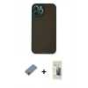 MARSİLYAN™- iPhone 12 Pro Kılıf Ahenk Çizgi Serisi - Siyah 6D Mat Seramik Hayalet Nano Ekran Koruyucu + Metal Kamera Lens Koruma Cam - GS