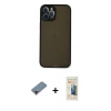 MARSİLYAN™- iPhone 12 Pro Kılıf Ahenk Çizgi Serisi - Siyah 6D Mat Seramik Hayalet Nano Ekran Koruyucu + Metal Kamera Lens Koruma Cam - KI