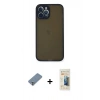 MARSİLYAN™- iPhone 12 Pro Kılıf Ahenk Çizgi Serisi - Siyah 6D Mat Seramik Hayalet Nano Ekran Koruyucu + Metal Kamera Lens Koruma Cam - GS