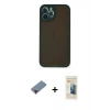 MARSİLYAN™- iPhone 12 Pro Kılıf Ahenk Çizgi Serisi - Siyah 6D Mat Seramik Hayalet Nano Ekran Koruyucu + Metal Kamera Lens Koruma Cam - KI