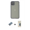 MARSİLYAN™- iPhone 12 Pro Kılıf Ahenk Çizgi Serisi - Siyah 6D Mat Seramik Hayalet Nano Ekran Koruyucu + Metal Kamera Lens Koruma Cam - MR
