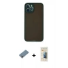 MARSİLYAN™- iPhone 12 Pro Kılıf Ahenk Çizgi Serisi - Siyah 6D Mat Seramik Hayalet Nano Ekran Koruyucu + Metal Kamera Lens Koruma Cam - MR