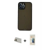 MARSİLYAN™- iPhone 12 Pro Kılıf Ahenk Çizgi Serisi - Siyah 6D Mat Seramik Hayalet Nano Ekran Koruyucu + Rainbow Kamera Lens Koruma Cam - GD