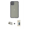 MARSİLYAN™- iPhone 12 Pro Kılıf Ahenk Çizgi Serisi - Siyah 6D Mat Seramik Hayalet Nano Ekran Koruyucu + Rainbow Kamera Lens Koruma Cam - GD