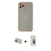 MARSİLYAN™- iPhone 12 Pro Kılıf Ahenk Çizgi Serisi - Siyah 6D Mat Seramik Hayalet Nano Ekran Koruyucu + Rainbow Kamera Lens Koruma Cam - GD