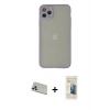 MARSİLYAN™- iPhone 12 Pro Kılıf Ahenk Çizgi Serisi - Siyah 6D Mat Seramik Hayalet Nano Ekran Koruyucu + Rainbow Kamera Lens Koruma Cam - GD