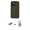MARSİLYAN™- iPhone 12 Pro Kılıf Ahenk Çizgi Serisi - Siyah 6D Mat Seramik Hayalet Nano Ekran Koruyucu + Renkli Kamera Lens Koruma Cam - SI