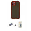 MARSİLYAN™- iPhone 12 Pro Kılıf Ahenk Çizgi Serisi - Siyah 6D Mat Seramik Hayalet Nano Ekran Koruyucu + Renkli Kamera Lens Koruma Cam - SI