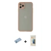 MARSİLYAN™- iPhone 12 Pro Kılıf Ahenk Çizgi Serisi - Siyah 6D Mat Seramik Hayalet Nano Ekran Koruyucu + Shine Kamera Lens Koruma Cam - MI