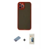 MARSİLYAN™- iPhone 12 Pro Kılıf Ahenk Çizgi Serisi - Siyah 6D Mat Seramik Hayalet Nano Ekran Koruyucu + Shine Kamera Lens Koruma Cam - PE