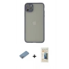MARSİLYAN™- iPhone 12 Pro Kılıf Ahenk Çizgi Serisi - Siyah 6D Mat Seramik Hayalet Nano Ekran Koruyucu + Shine Kamera Lens Koruma Cam - GS