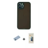 MARSİLYAN™- iPhone 12 Pro Kılıf Ahenk Çizgi Serisi - Siyah 6D Mat Seramik Hayalet Nano Ekran Koruyucu + Shine Kamera Lens Koruma Cam - MI