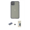 MARSİLYAN™- iPhone 12 Pro Kılıf Ahenk Çizgi Serisi - Siyah 6D Mat Seramik Hayalet Nano Ekran Koruyucu + Renkli Kamera Lens Koruma Cam - YL