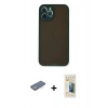 MARSİLYAN™- iPhone 12 Pro Kılıf Ahenk Çizgi Serisi - Siyah 6D Mat Seramik Hayalet Nano Ekran Koruyucu + Renkli Kamera Lens Koruma Cam - YL