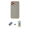 MARSİLYAN™- iPhone 12 Pro Kılıf Ahenk Çizgi Serisi - Siyah Polymer Nano Ekran Koruyucu + Metal Kamera Lens Koruma Cam - AKYL