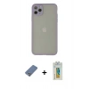 MARSİLYAN™- iPhone 12 Pro Kılıf Ahenk Çizgi Serisi - Siyah Polymer Nano Ekran Koruyucu + Metal Kamera Lens Koruma Cam - AKYL