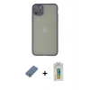 MARSİLYAN™- iPhone 12 Pro Kılıf Ahenk Çizgi Serisi - Siyah Polymer Nano Ekran Koruyucu + Metal Kamera Lens Koruma Cam - AKYL