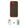 MARSİLYAN™- iPhone 12 Pro Kılıf Ahenk Çizgi Serisi - Siyah Polymer Nano Ekran Koruyucu + Shine Kamera Lens - GD