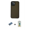 MARSİLYAN™- iPhone 12 Pro Kılıf Ahenk Çizgi Serisi - Siyah Polymer Nano Ekran Koruyucu + Shine Kamera Lens Koruma Cam - GD