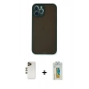MARSİLYAN™- iPhone 12 Pro Kılıf Ahenk Çizgi Serisi - Siyah Polymer Nano Ekran Koruyucu + Shine Kamera Lens - GD