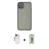 MARSİLYAN™- iPhone 12 Pro Kılıf Ahenk Çizgi Serisi - Siyah Polymer Nano Ekran Koruyucu + Shine Kamera Lens - GD