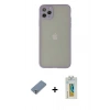 MARSİLYAN™- iPhone 12 Pro Kılıf Ahenk Çizgi Serisi - Siyah Polymer Nano Ekran Koruyucu + Metal Kamera Lens Koruma Cam - GS
