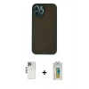 MARSİLYAN™- iPhone 12 Pro Kılıf Ahenk Çizgi Serisi - Siyah Polymer Nano Ekran Koruyucu + Shine Kamera Lens - GS