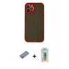 MARSİLYAN™- iPhone 12 Pro Kılıf Ahenk Çizgi Serisi - Siyah Polymer Nano Ekran Koruyucu + Shine Kamera Lens Koruma Cam - GS