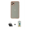 MARSİLYAN™- iPhone 12 Pro Kılıf Ahenk Çizgi Serisi - Siyah Polymer Nano Ekran Koruyucu + Kamera Lens Koruma Cam - SF