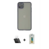 MARSİLYAN™- iPhone 12 Pro Kılıf Ahenk Çizgi Serisi - Siyah Polymer Nano Ekran Koruyucu + Kamera Lens Koruma Cam - SF
