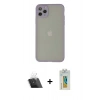 MARSİLYAN™- iPhone 12 Pro Kılıf Ahenk Çizgi Serisi - Siyah Polymer Nano Ekran Koruyucu + Kamera Lens Koruma Cam - SF