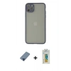 MARSİLYAN™- iPhone 12 Pro Kılıf Ahenk Çizgi Serisi - Siyah Polymer Nano Ekran Koruyucu + Metal Kamera Lens Koruma Cam - MI