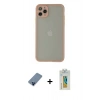 MARSİLYAN™- iPhone 12 Pro Kılıf Ahenk Çizgi Serisi - Siyah Polymer Nano Ekran Koruyucu + Metal Kamera Lens Koruma Cam - MI