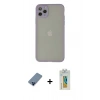 MARSİLYAN™- iPhone 12 Pro Kılıf Ahenk Çizgi Serisi - Siyah Polymer Nano Ekran Koruyucu + Metal Kamera Lens Koruma Cam - MI